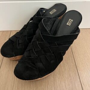UGG Marta Black Wedge Sandals Womens 8.